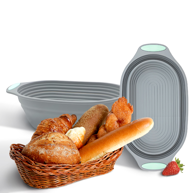 Kitchen Tools For Baking - ตะกร้าพับได้ทำจากซิลิโคนสำหรับพักแป้งขนมปัง 1 ชิ้น - ชามอบขนมปังซาวโดว์ อุปกรณ์ครัวเกรดอาหาร