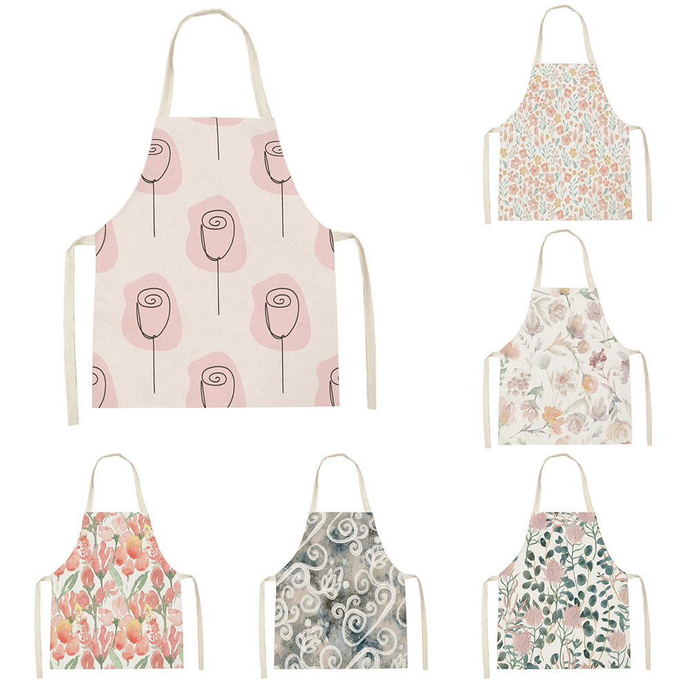 Baking Kitchen Kids - ดอกทิวลิปสีชมพูผ้ากันเปื้อนครัวทําความสะอาดดอกไม้พืชผ้ากันเปื้อนทําอาหารเบเกอรี่ผู้ชายผู้หญิงเครื่องมือ Minimalism เด็ก bib ที่กําหนดเอง izableapron