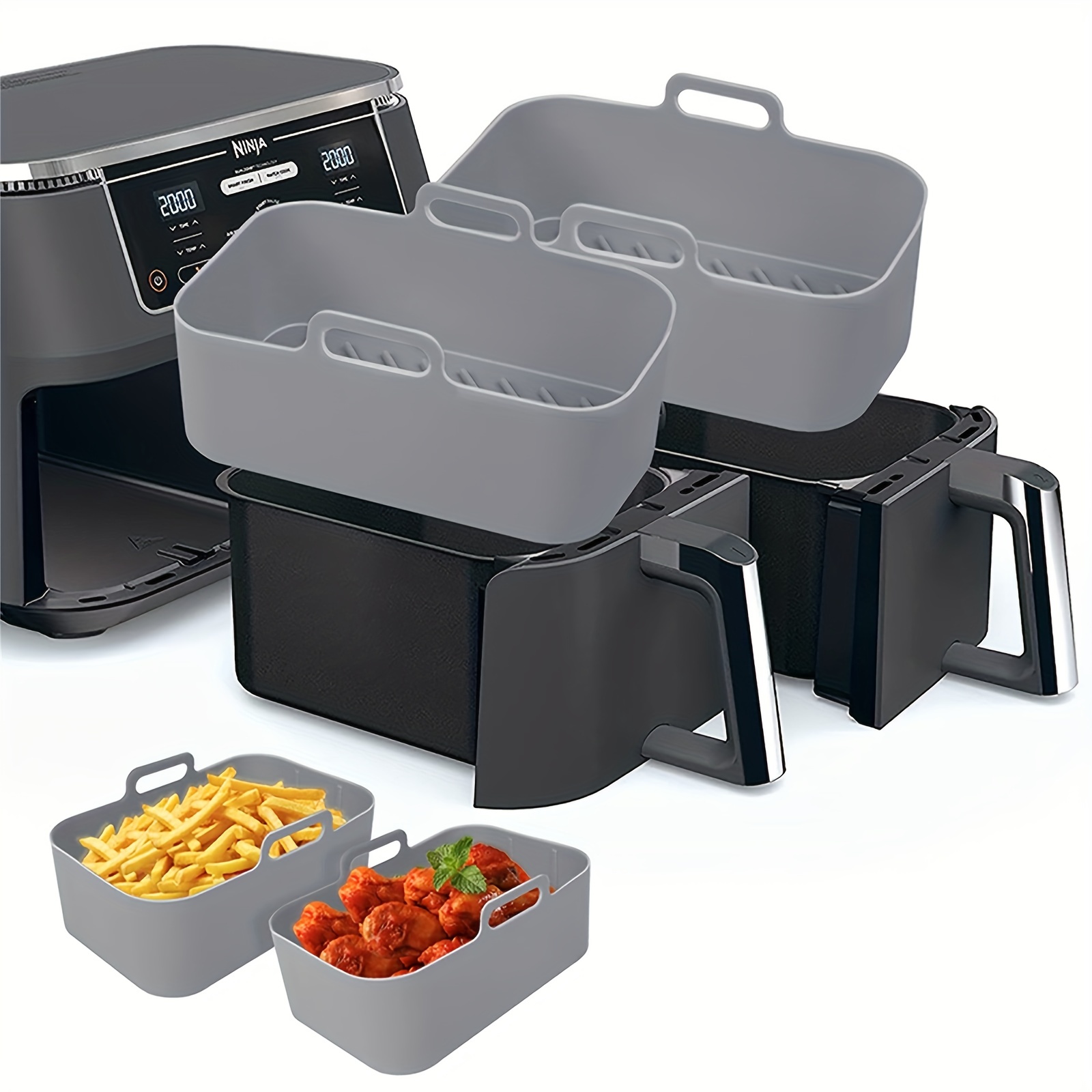 Kitchen Oven Baking Pans - 1/2Pcs Air FryerซิลิโคนถาดReusable Ninja Dualตะกร้าBaking Panเตาอบหม้อแผ่นLiner