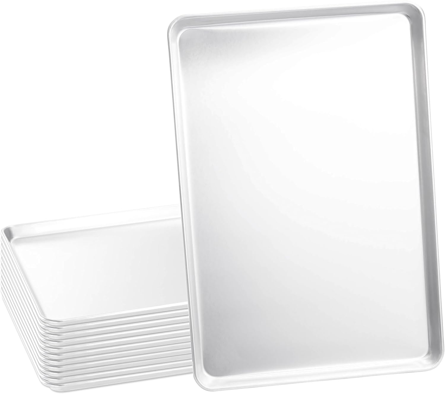 Kitchen Oven Baking Pans - ชุดถาดอบขนมอลูมิเนียมขนาดใหญ่สำหรับการใช้งานเชิงพาณิชย์ ขนาด 18x26 นิ้ว ขอบเสริมลวดแข็งแรง ทนทาน