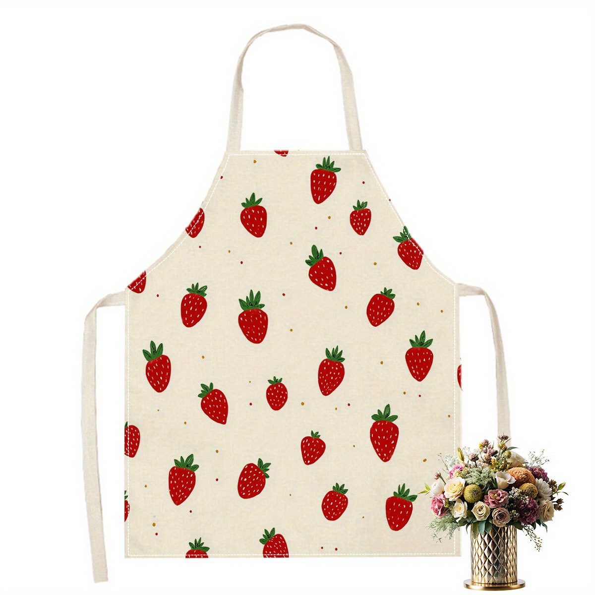 Baking Kitchen Kids - ผ้ากันเปื้อนลายสตรอว์เบอร์รี่ 1 ชิ้น สำหรับทำครัว อบขนม วาดภาพ