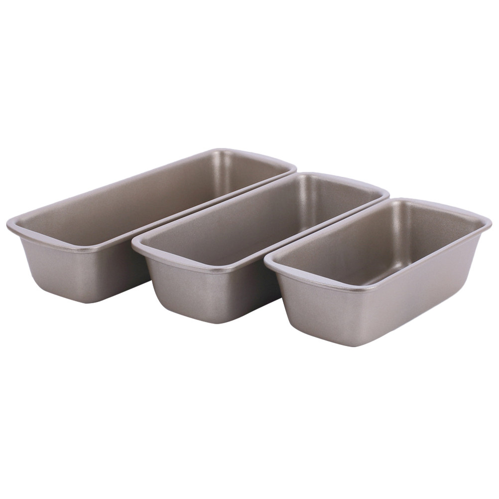 Kitchen Baking Pan - ถาดอบขนมปังทรงสี่เหลี่ยม 3 ชิ้น ทำจากเหล็กคาร์บอนเคลือบกันติด สำหรับทำขนมปัง ขนมปังปิ้ง