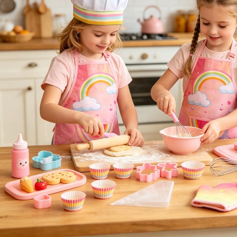 เด็กผ้ากันเปื้อนอบชุดถุงมือและ - Kitchen Kids Baking Set บทวิจารณ์และราคา