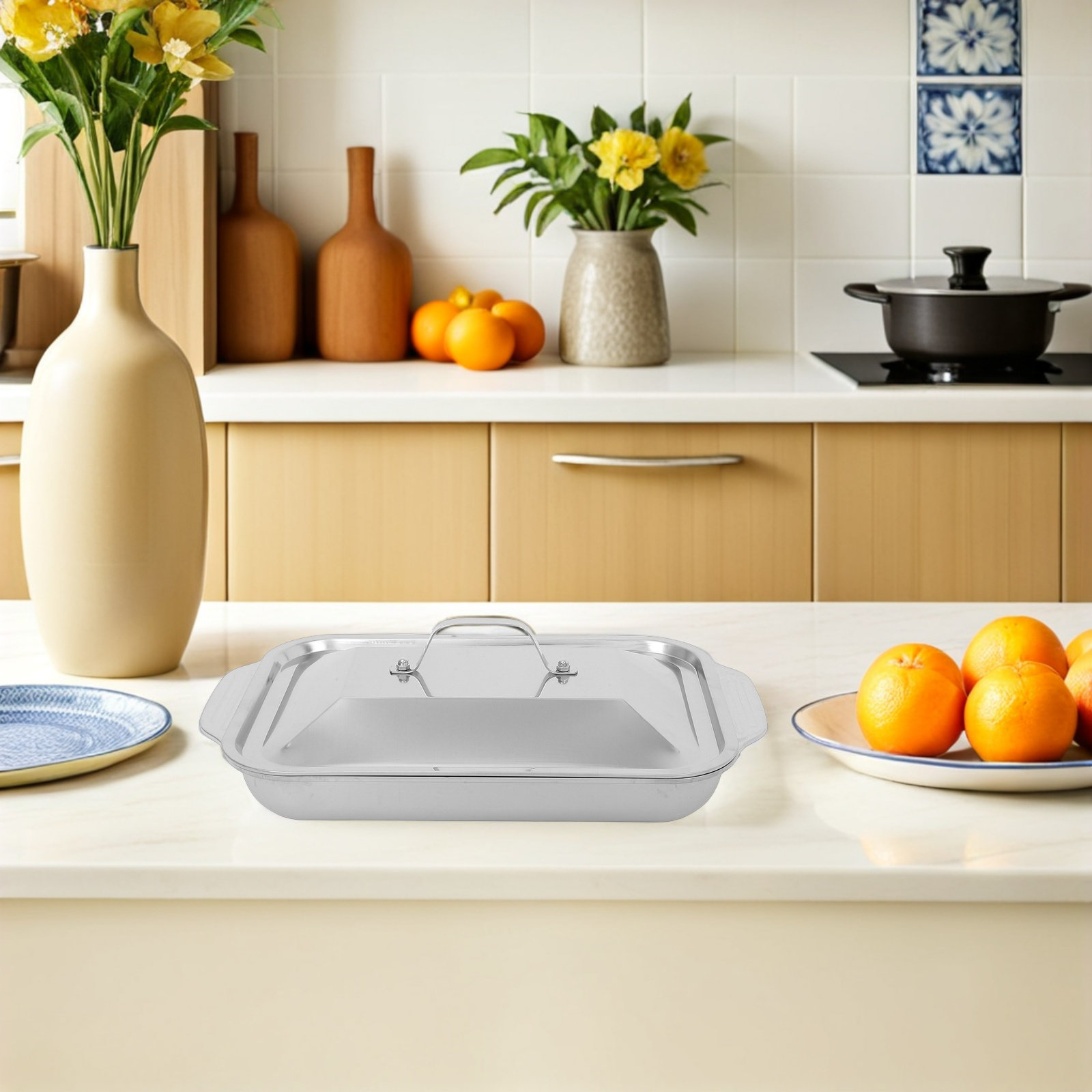 ถาดย่างสแตนเลสทรงสี่เหลี่ยมพร้ - Kitchen Oven Baking Pans บทวิจารณ์และราคา